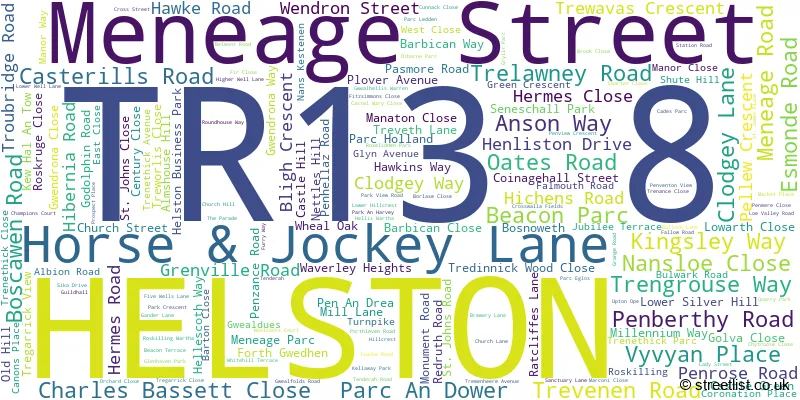 A word cloud for the TR13 8 postcode